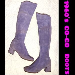 1960's GO- GO Boots lilac high top suede vintage